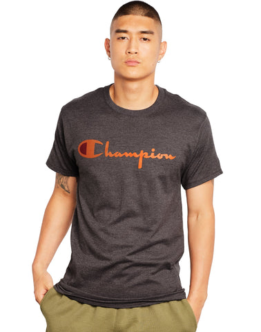 Champion Mens Classic Short-Sleeve Jersey Tee, L, Granite Heather