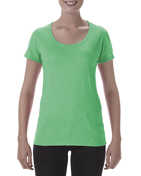 Gildan Ladies Softstyle Deep Scoop T-Shirt, S, Heather Irish Green