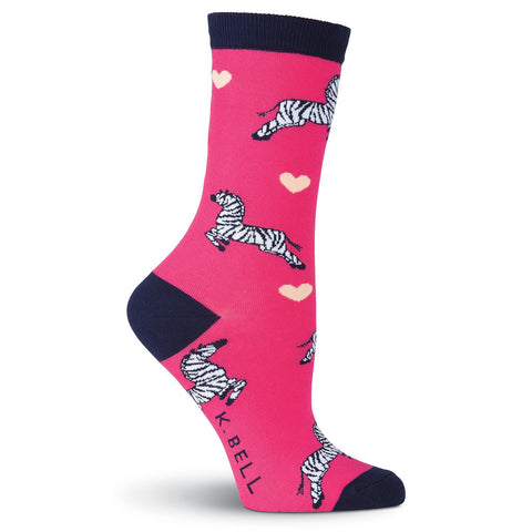K. Bell Womens Zebras Crew Socks