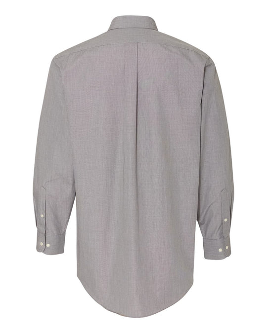 Van Heusen Mens Yarn Dyed Mini Check Long Sleeve Shirt, XL, Black