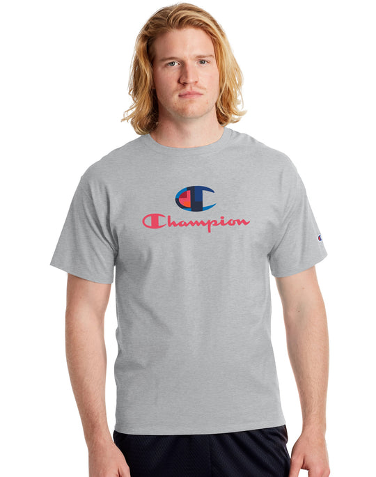 Champion Mens Classic Short-Sleeve Jersey Tee, M, Granite Heather