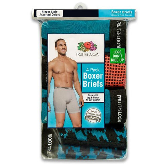Fruit of the Loom Men`s 4pk Assorted Ringer Boxer Briefs