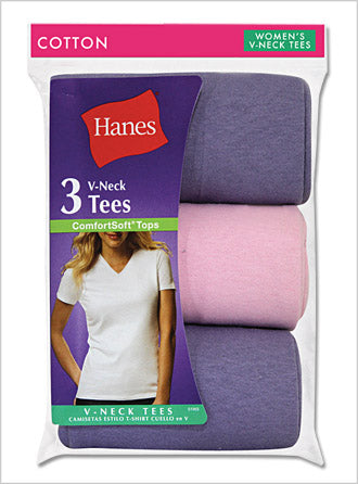 Hanes Women's Jersey V-Neck Tee - 3 Pack