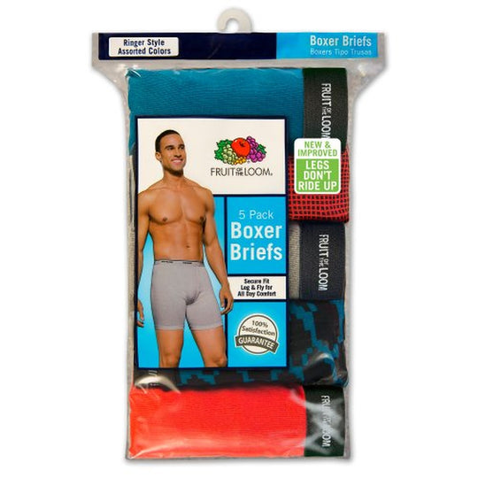 Fruit of the Loom Men`s 5pk Ringer Style Assorted Boxer Briefs