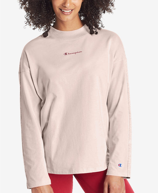 Champion Womens Campus Long-Sleeve Mock Neck, L, Athletic Navy