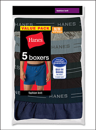 Hanes Men's Knit Boxer With Comfort Flex Waistband 5-Pack