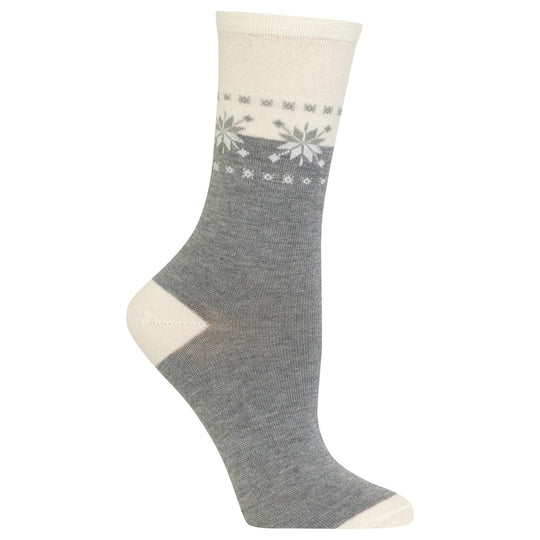 Hot Sox Womens Fair Isle Border Crew Socks