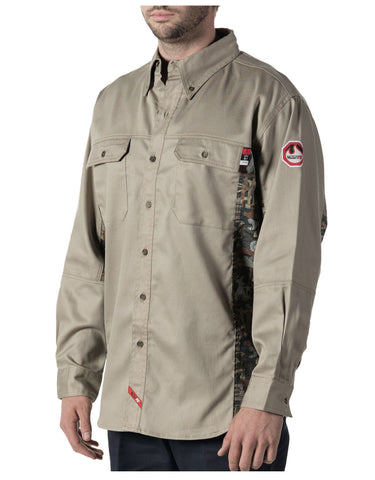Walls Mens Flame Resistant Oilfield Camo Work Shirt