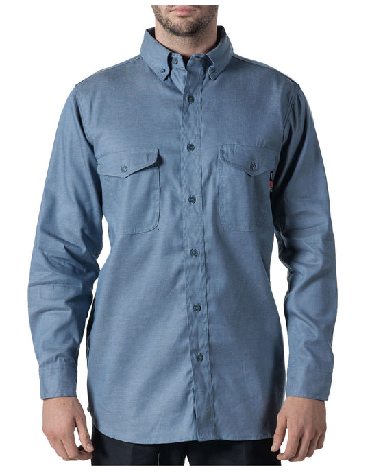 Walls Mens Flame Resistant Button-Down Chambray Work Shirt