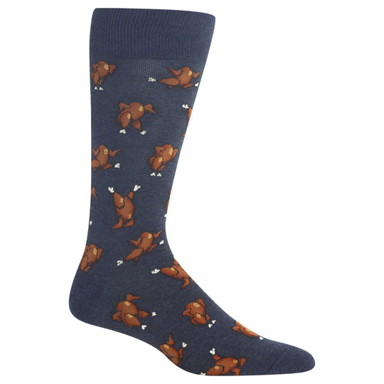 Hot Sox Mens Dancing Turkeys Crew Socks