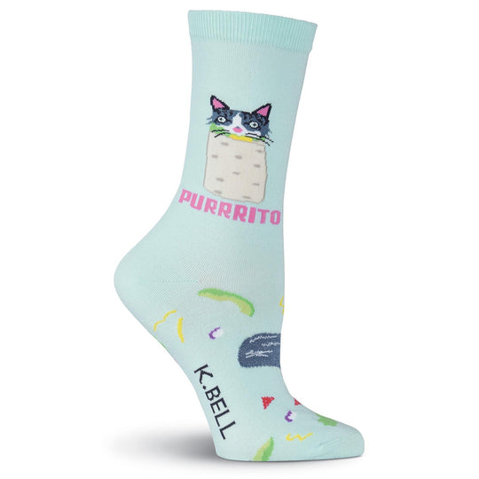 K. Bell Womens Purrrito Crew Socks