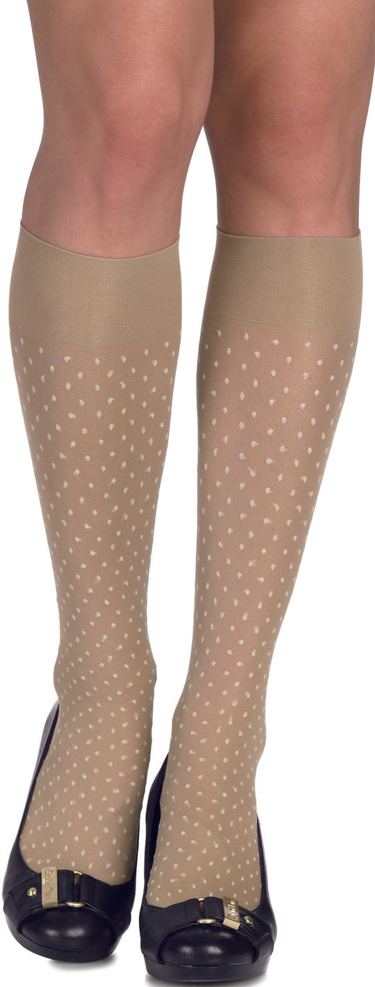 Hanes Silk Reflections Dot Kneehighs 1 Pair Pack