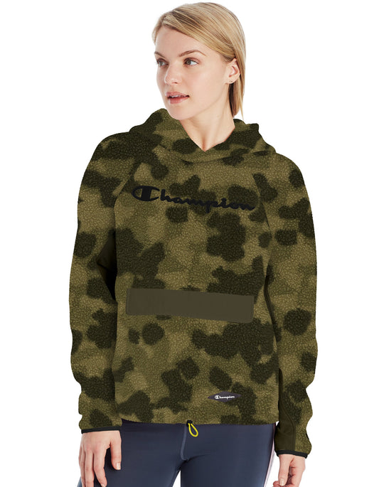 Champion Womens Sherpa Hoodie, L, Chalk White