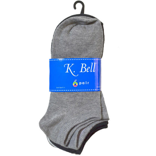 K. Bell Womens 6 Pair Pack Solids No Show Socks