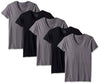 Fruit Of The Loom Mens Black/Grey Cotton V Neck T-Shirts - 5 Pack