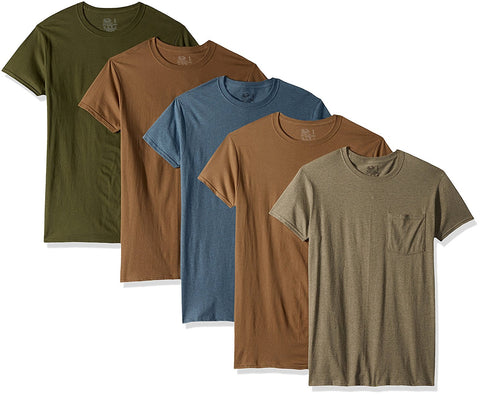 Fruit Of The Loom Mens Tonal Browns Pocket T-Shirts - 5 Pack