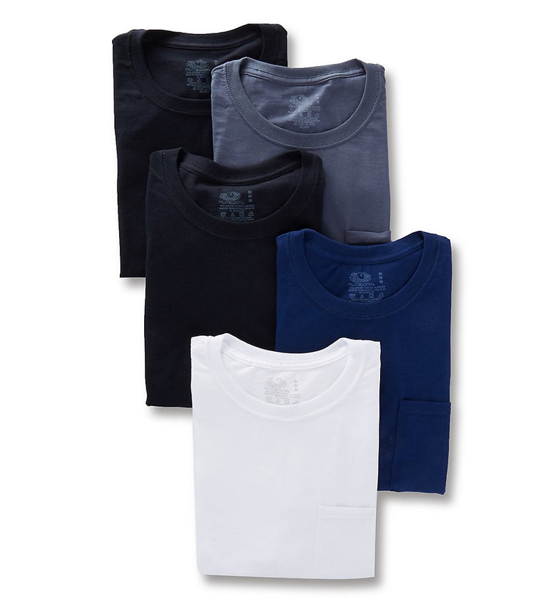 Fruit Of The Loom Mens Assorted Fashion Color Pocket T-Shirts - 5 Pack