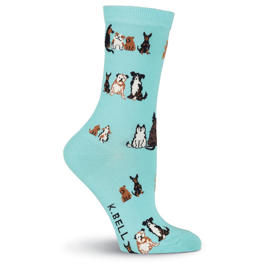 K. Bell Womens Sitting Dogs Crew Socks