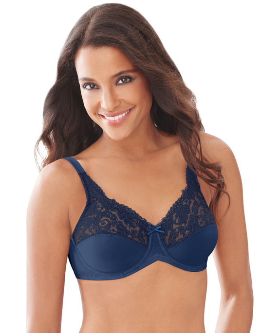 Lilyette Women`s Tailored Minimizer Bra with Lace Trim