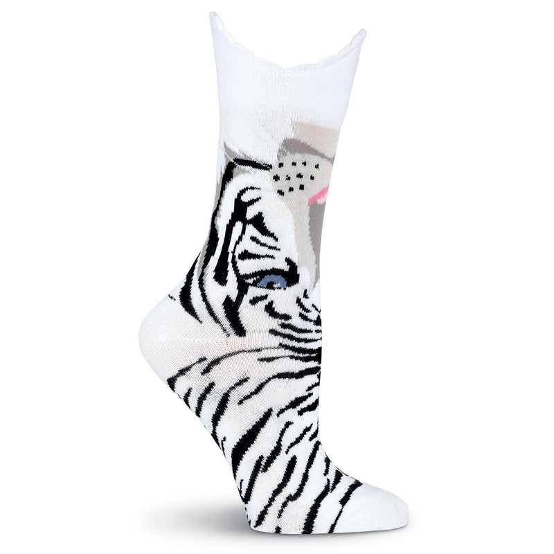 K. Bell Womens Wide Mouth Tiger Crew Socks