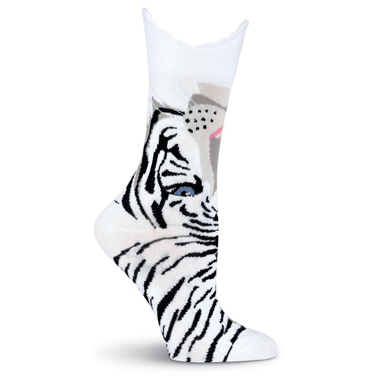 K. Bell Womens Wide Mouth Tiger Crew Socks