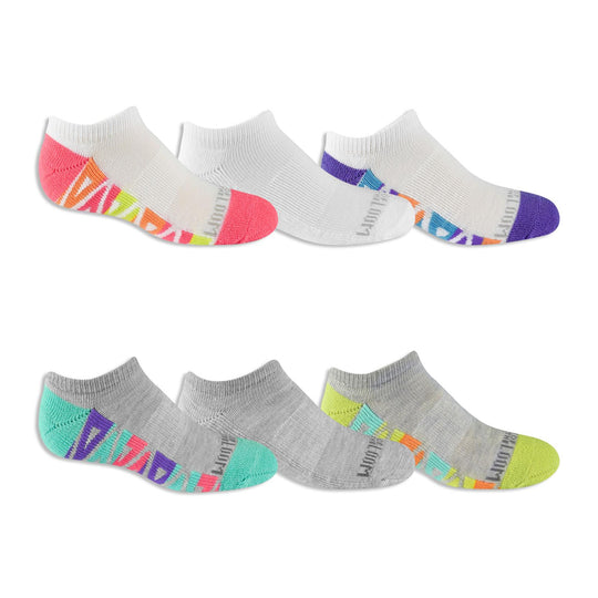 Fruit of the Loom Girls 6 Pair No Show Socks