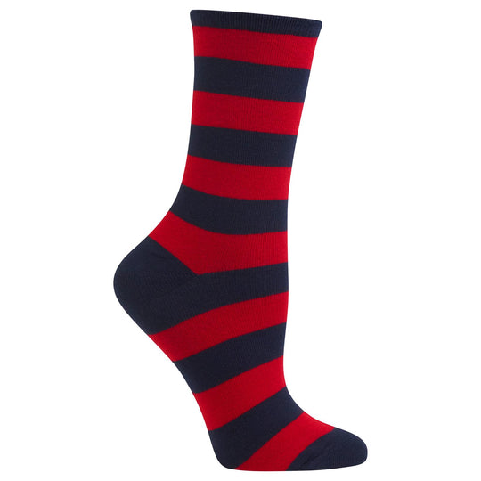 Hot Sox Womens College Rugby Stripe Crew Socks