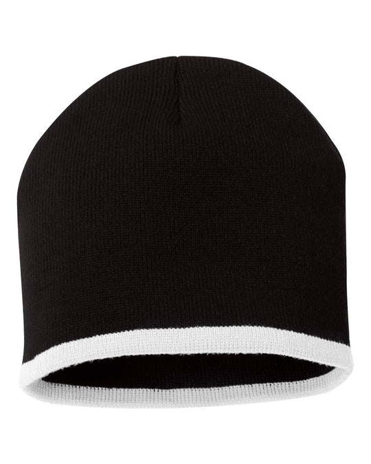 Sportsman 8 Bottom-Striped Knit Beanie , One Size, Royal/White