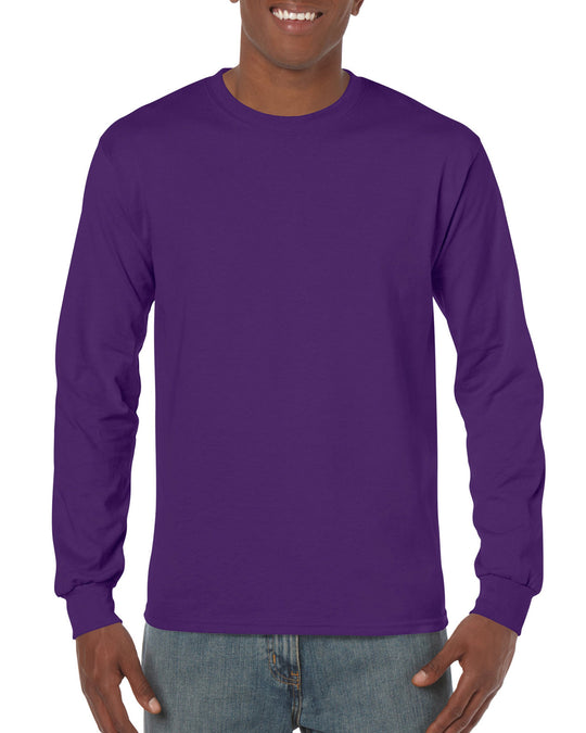 Gildan Mens Heavy Cotton Long Sleeve T-Shirt, XL, Purple