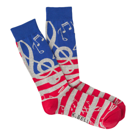 K. Bell Mens USA Music Crew Socks
