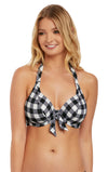 Freya Womens Totally Check Underwire Banded Halter Bikini Top