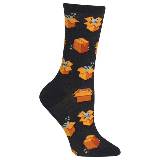 Hot Sox Womens Cats in Boxes Crew Socks