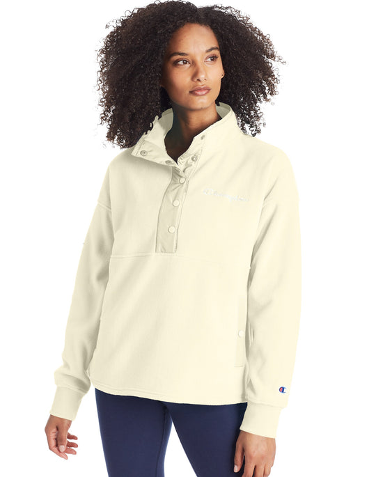 Champion Womens Explorer Fleece Snap Front Pullover, L, Athletic Navy