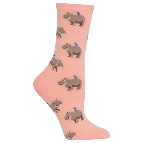 Hot Sox Womens Hippo Crew Socks