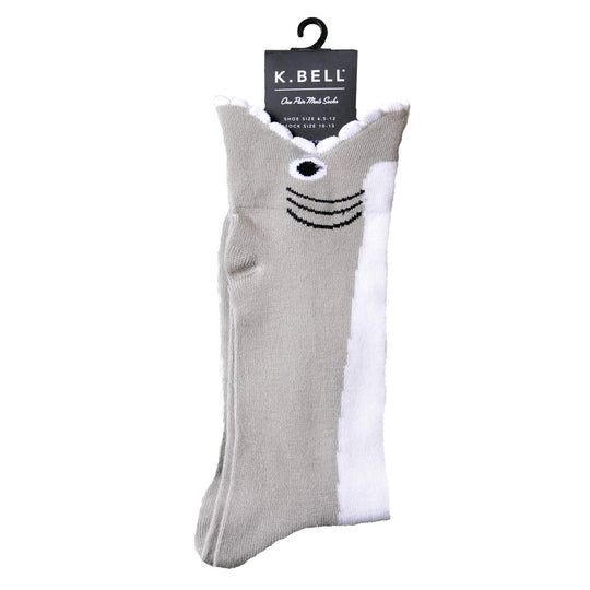 K. Bell Men`s Wide Mouth Shark Crew Socks