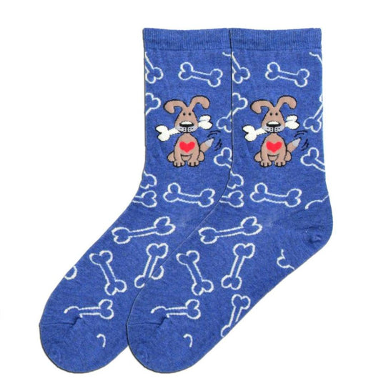 K. Bell Womens Dog with Bones Crew Socks