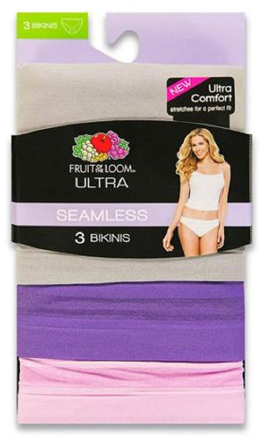 Fruit of the Loom Ultra Comfort Women`s 3-Pack Seamless Bikinis