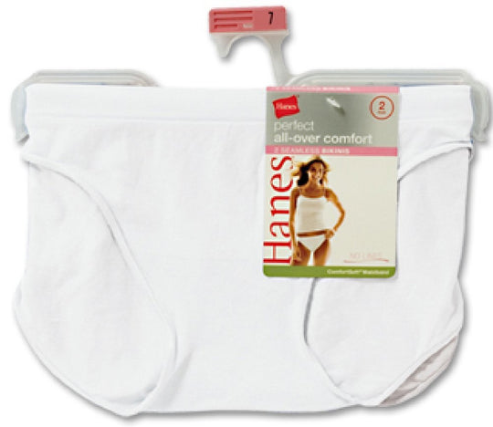 Hanes All-Over Comfort Perfect Mix and Match Bikini 2 Pack White