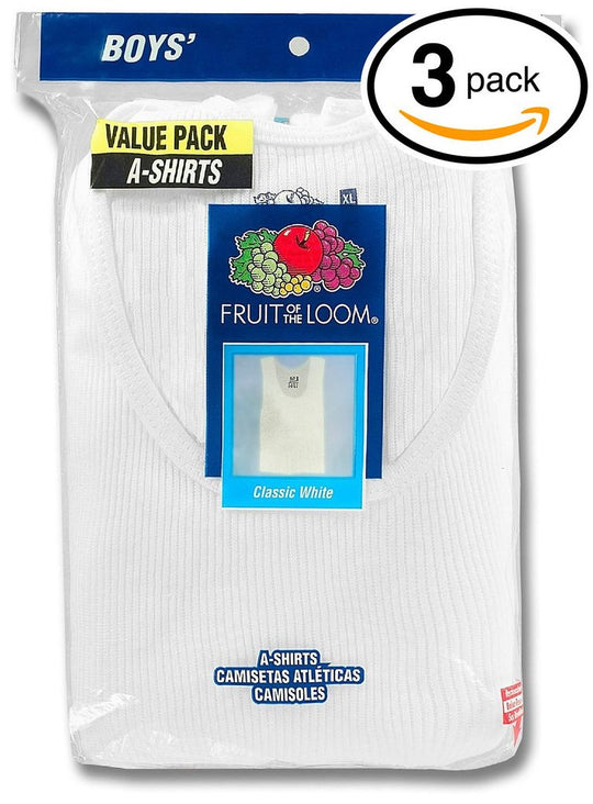 Fruit of the Loom Boys` 3-Pack White A-Shirt