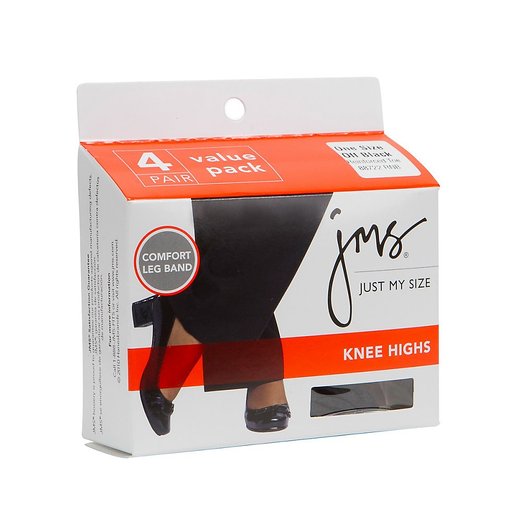 Just My Size Women`s Reinforced Toe Knee High 4-Pack