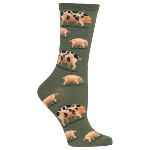 Hot Sox Womens Spotted Pig Crew Socks