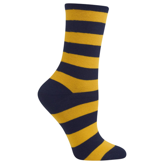 Hot Sox Womens College Rugby Stripe Crew Socks