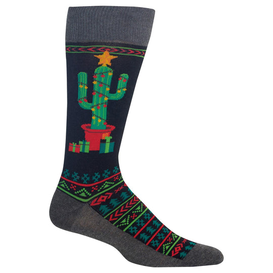 Hot Sox Mens Christmas Cactus Crew Socks