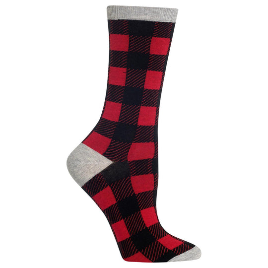 Hot Sox Womens Buffalo Check Crew Socks