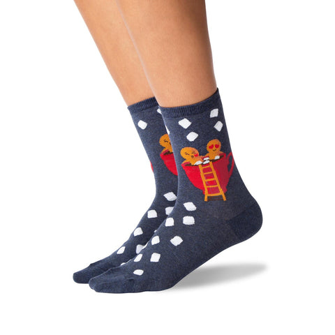 Hot Sox Womens Gingerbread Couple Crew Socks