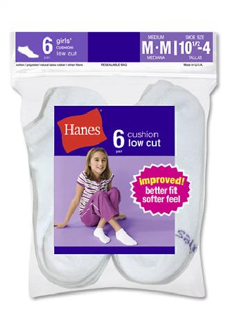 Hanes Girl's Red Label Cushion Low Cut