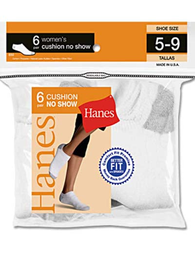 Hanes Women's Athletic No-Show Socks 6 Pairs