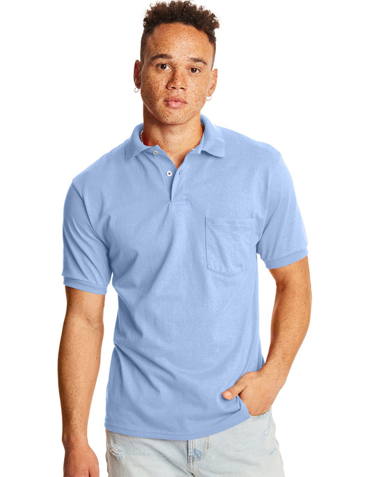 Hanes Mens CottonBlend® EcoSmart® Jersey Polo With Pocket 2-Pack