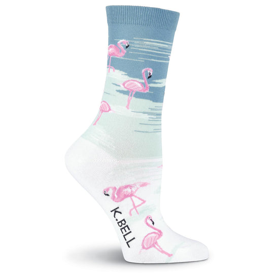 K. Bell Womens Flamingos Crew Socks