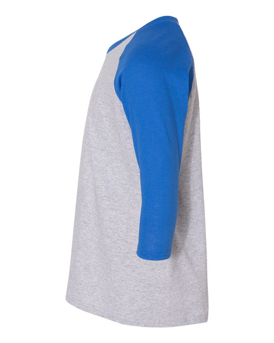 Gildanv Youth Heavy Cotton 3/4 Raglan T-Shirt, XS, White/Royal